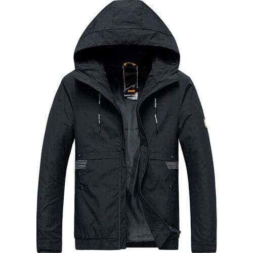 New spring and autumn mens jacket jacket mens jacket tooling hooded slim fashion loose comfortable Joker mens black gray