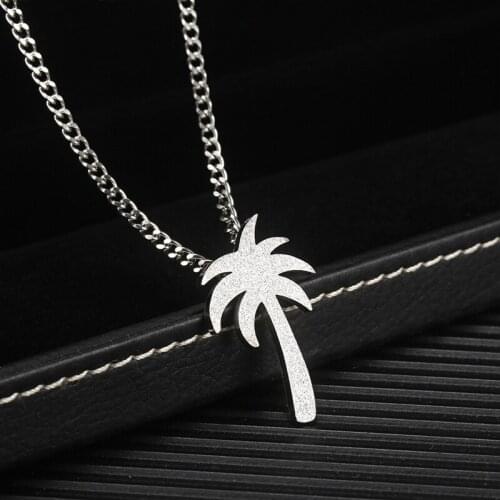 Necklace men Coconut tree pendant stainless steel long necklaces chain on the neck fashion steel gold necklace hip hop jewelry