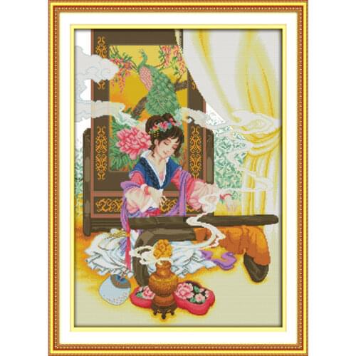Play the lyre cross stitch kit people 18ct 14ct 11ct count print canvas stitches embroidery DIY handmade needlework