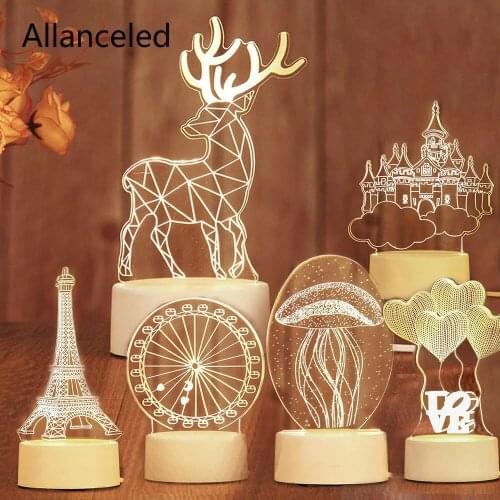 Novelty Illusion 3D Night Lamp Acrylic Desktop Nightlight Boys Girls Holiday Gift Decorative Night Light Bedroom Bedside Table