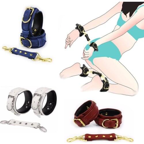 New Arrive Sexy Adjustable PU Leather Sex Handcuff Ankle Cuff Bdsm Bondage Restraint Sex Toy For Couple Adult Game Erotic SM Toy