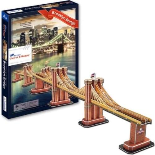 New York Brooklyn Bridge Architect Education 3D Paper DIY Jigsaw Puzzle Model Educational Toy Kits Children Boy Gift Toy