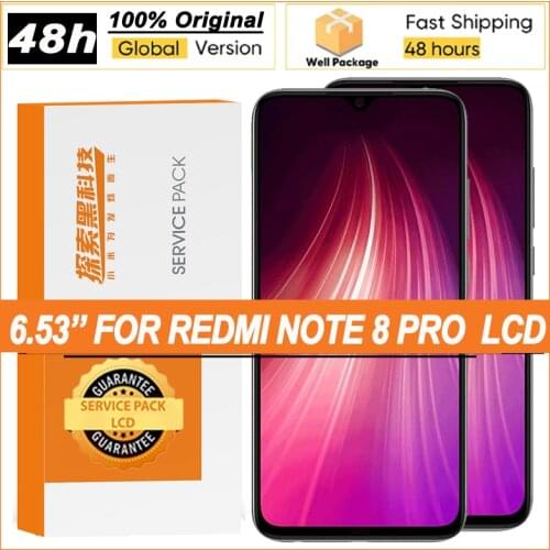10PCS Original 6.53'' Display with frame for XiaoMi Redmi Note 8 Pro LCD Touch Screen Digitizer Assembly Note8 Pro Repair Parts