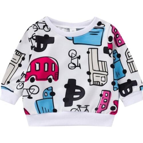 Autumn Kids Baby Girl Boy Cartoon Pattern Print Sweatshirts Casual Blouse Long Sleeve Outerwear