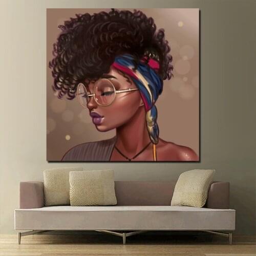 Nordic Poster Black Girl Canvas Painting Print Living Room Home Decoration Modern Wall Art Oil Painting Posters Pictures Artwork