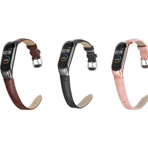 Hot sale bracelet For Xiaomi MiBand 5 band Crocodile leather Wrist Strap for Mi band4 3 leather band