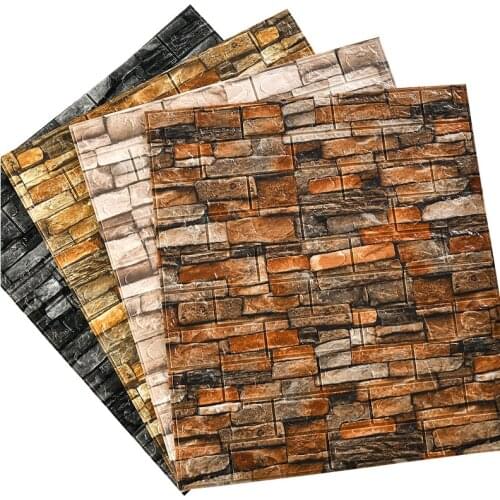 Self-adhesive Wallpaper Industrial Wind 3D Three-dimensional Wall Stickers Retro Cultural Brick For Home Decor Room Decoration