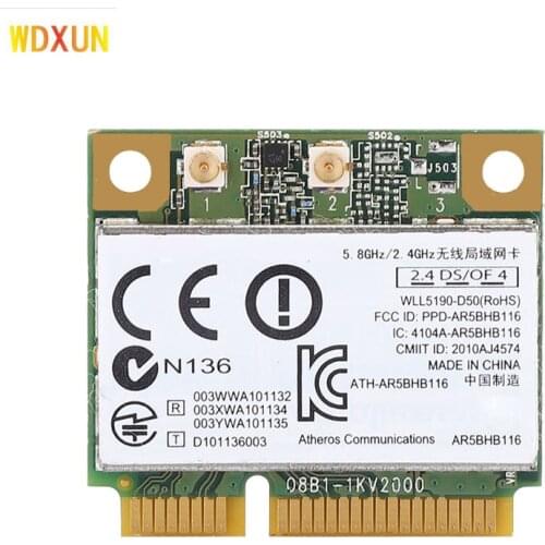 Atheros AR9382 AR5BHB116 Half Mini PCI Express Wireles WLAN WIFI Card 2.4G PCI-E WiFi Network Card For Win 7/8/8.1/10/Linux