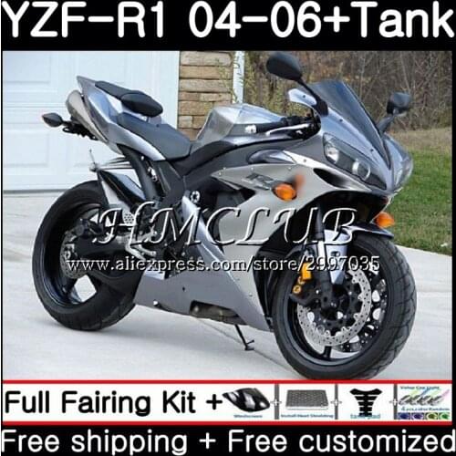 Body For YAMAHA YZF R 1 YZF1000 YZF 1000 YZF R1 2004 2005 2006 15HC18 YZF1000 YZF-R1 04 06 YZFR1 04 05 06 Gloss silvery Fairing