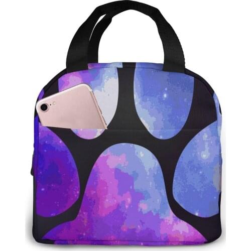 Space Paw Cooler Bag Portable Zipper Thermal Lunch Bag Convenient Lunch Box Tote Food Bag