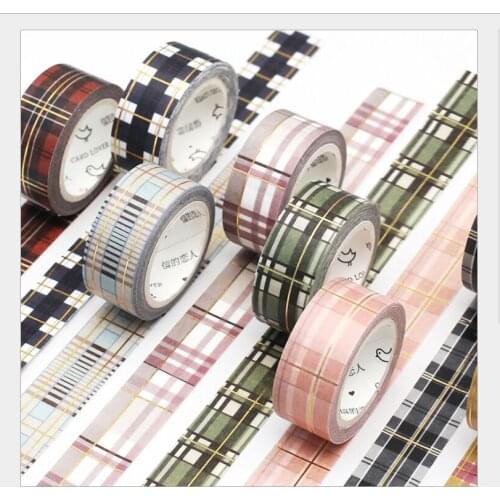 Gold foil Retro Scottish grid checks British college plaid decoration washi tape DIY planner scrapbooking masking tape escolar