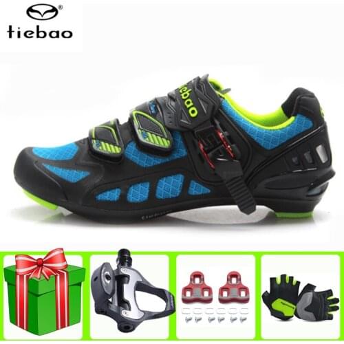 TIEBAO Road Bike Shoes Men Sneakers Women Cycling Shoes Gloves Sapatilha Ciclismo Breathable Self-lock Bicycle Sport Racing