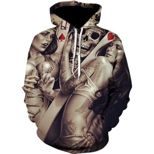 Mens Hoodies Skull 3d Print Women Hoodie Sweatshirt Autumn Winter New Hip Pop Streetwear Oversized Long Sleeve Women Skull Tops