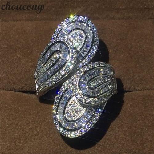 Choucong Unique Big Flower Ring 5A Zircon sona Cz 925 Sterling Silver Engagement Wedding Band Rings for women men Finger Jewelry