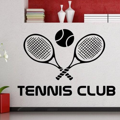 Tennis Club Logo Wall Sticker Tennis Sports Tennis racket Wall Decal Vinyl Interior Room Decor Waterproof Reomvable Mural X669