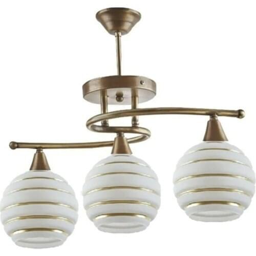 Zeytin Aydınlatma Modern Dekoratif Eskitme Altın Sarısı Camlı Şirin 3'lü Avize