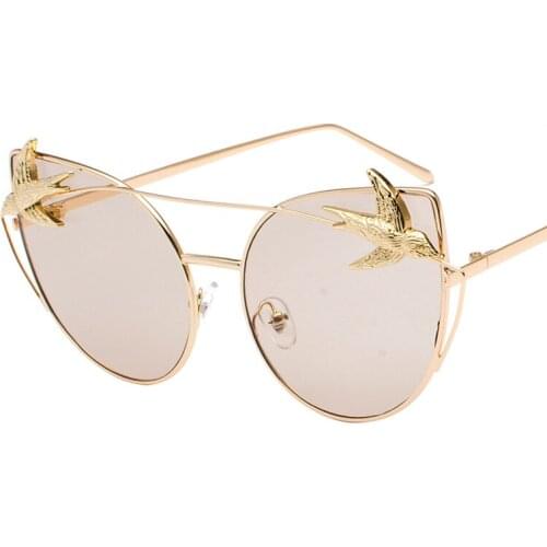 New Bird Design Sunglasses For Women Classic Cateye Sun Glasses Stylish Cat Eye Metal Frame Unisex Stylish Sunglass UV400