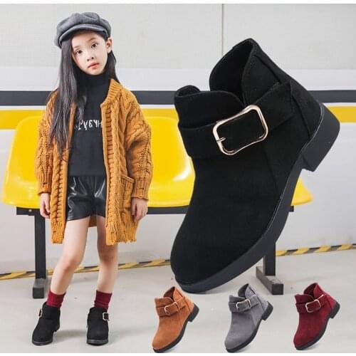 Girls winter boots children ankle boots children Martin boots flocking rubber sole short soft fashion