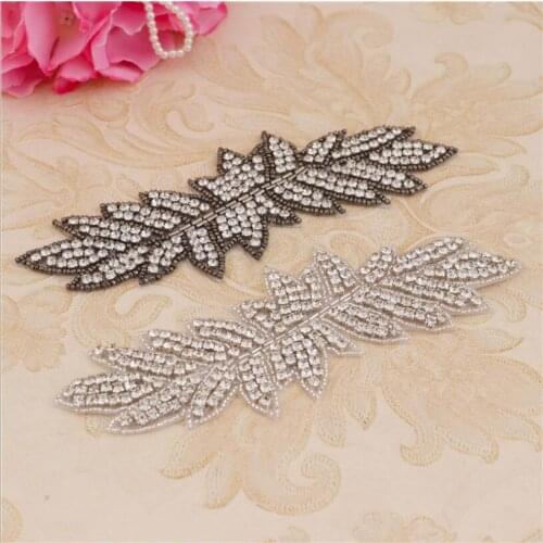 10Pcs Iron on Strass Applique Rhinestone Patches For Wedding Belt Crystals Glass Clear Grey Bridal Headband Trim