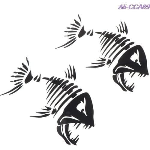 2Pcs Fish Teeth Mouth Stickers Skeleton Fish Stickers Fishing Boat Canoe Kayak Graphics Accessories Surfing and Boating