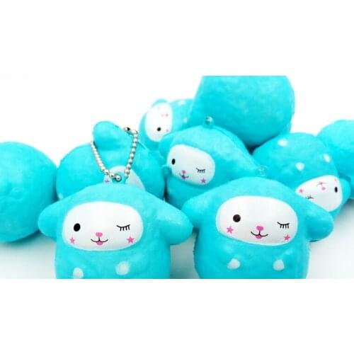 30pcs 6cm new Animal slow rising Kawaii blue sheep with squishy charm squeeze toy Kids Baby Toys Chiristmas Gift
