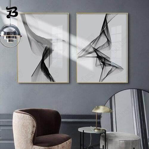 Black Abstract Wall Art Canvas Painting Waterproof Modern Posters and Prints Wall Pictures for Living Room Bedroom Home Decor