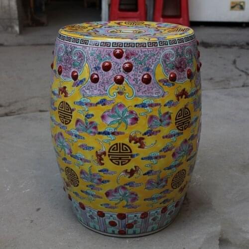 Antique Famille rose Porcelain Jindezhen Chinese ceramic drum stool bathroom dressing ceramic garden stool decorative stool