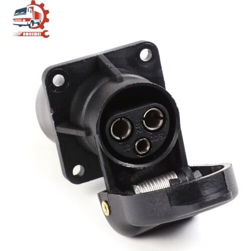 AOHEWEI 3 Pin Trailer Socket Connectors Round 3 Pole Plug-in Towbar Adapter Parts Waterproof for Electrical Caravan Truck 12V