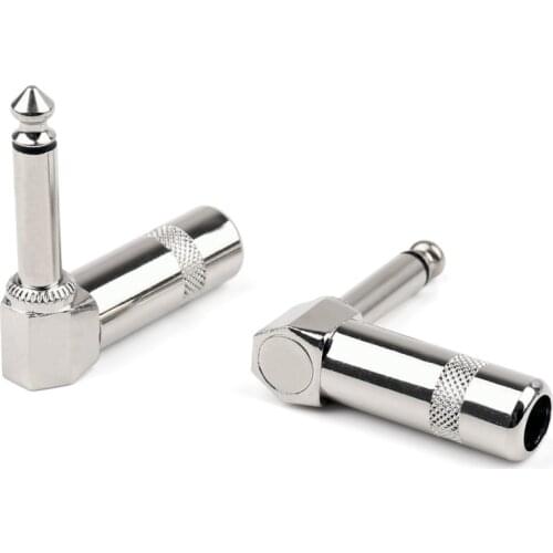 Areyourshop Sale 4 Pcs Metal 1/4 Inches Ts Right Angle Mono Phone Plug Connector 6.3mm Jack