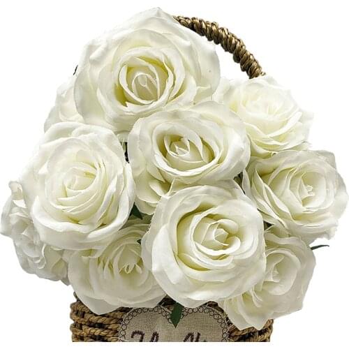 Bride Bouquet Artificial Roses Flower Carnation Fake Flowers Stems Heads Plant Props DecoR Home Party Decoration Floral