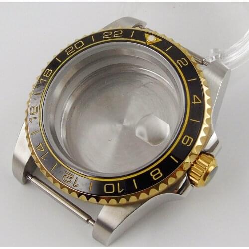 Gold Coated Bezel fit NH35 NH35A Movement Watch Case Sapphire Crystal Ceramic Bezel Insert