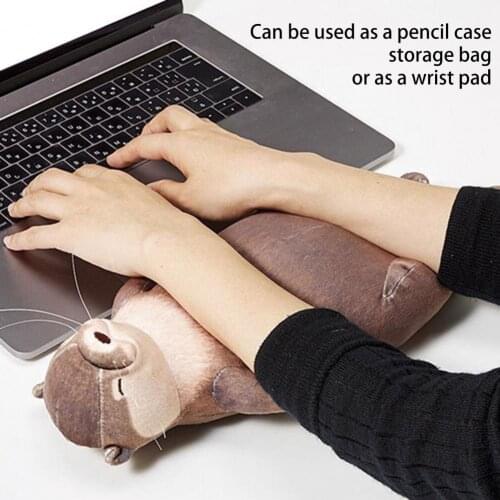 Otter Laptop Wrist Rest Easy-using Creative Exquisite Pillow Type Stuffed Otter Pencil Case for Student Pencil Bags