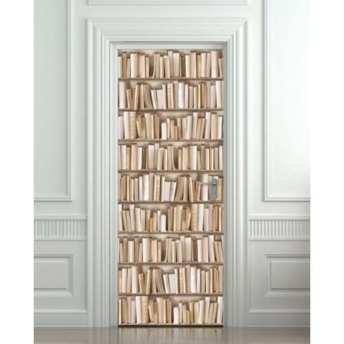 DIY 3D Wall Sticker Mural Home Decor ivory books cabinet Removable Door Sticker decole 77*200cm