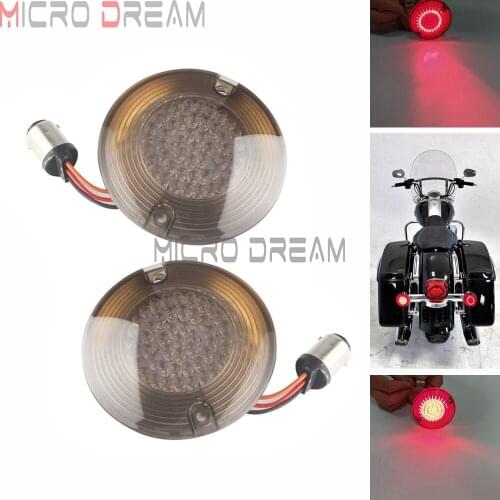 For Harley Touring Electra Glide 86-13 Road King 1986-2018 Red 3" Flat Style 1157 LED Turn Signals Indicator Brake Running Light