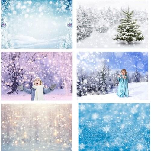Winter Snowflake Snowfied Photography Background Bokeh Snowfield Christmas Snow Glitter Sunshine Backdrops for Photo Studio