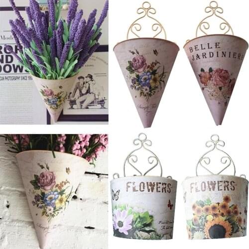 Garden Wall-mounted Flower Basket Plastic Hanging Rustic Flower Pot American Pastoral Style Home Decoratio For Artificial Flower