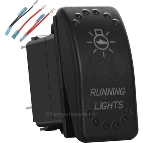 Running Lights White Led Rocker Switch 5 Pins Single Pole Single Throw ON/OFF For Car Boat Waterproof 12v/24v + Jumper Wires Set