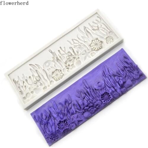 DIY Cake Decorating Tools Marine Series Conch Coral Bath Shell Silicone Mold Fondant Cake Mold Cake Lace Mat Pastry Tools