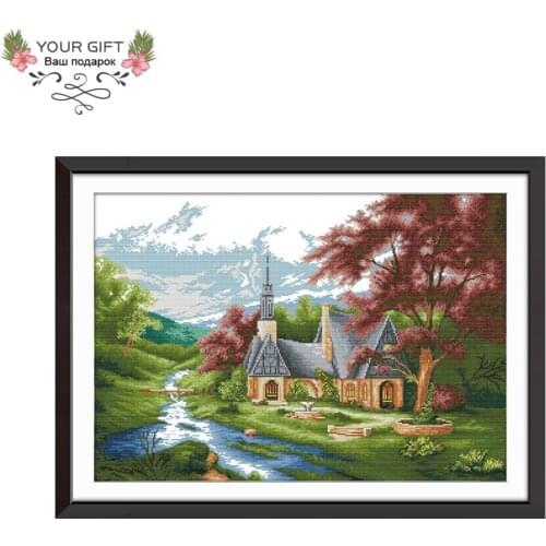 Joy Sunday FA018 Church 14CT 11CT Counted and Stamped Church Home Decoration Needlework Joy Sunday Cross Stitch Kits