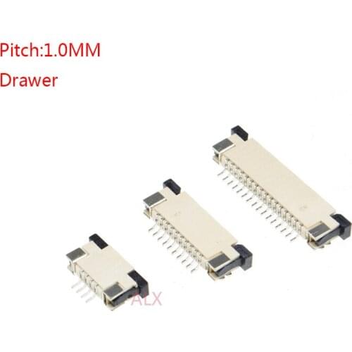 10PCS FFC FPC CABLE CONNECTOR SOCKET PITCH 1.0MM HIGH 2.5MM SMD Drawer TOP Contact Type SOCKETS 4P 6P 8P 10P 12P 16P 20P 30P 40P