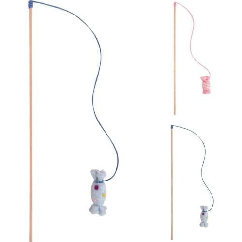 Legendog Cat Wood Wand Creative Candy Shape Design Cat Teaser Wand Kitten Interactive Toy Training Toys Handmade Pet Toy