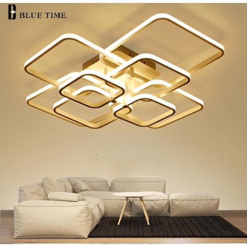 Hot sell Led Ceiling Light For Living room Bedroom Lights Square Chandelier Ceiling Lamp White Black Coffee Lighting Fixtures