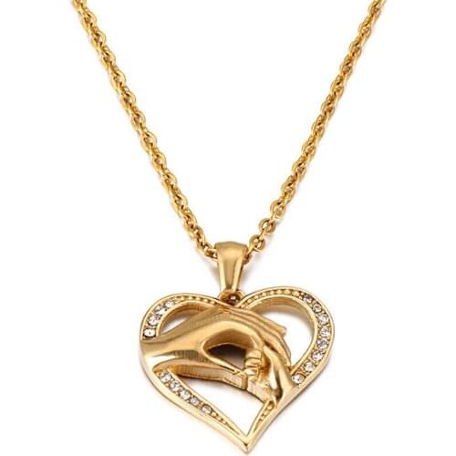 Fashion New Big Hand Holding Small Hand Heart Pendant Creative Hand Holding Mother Love Pendant