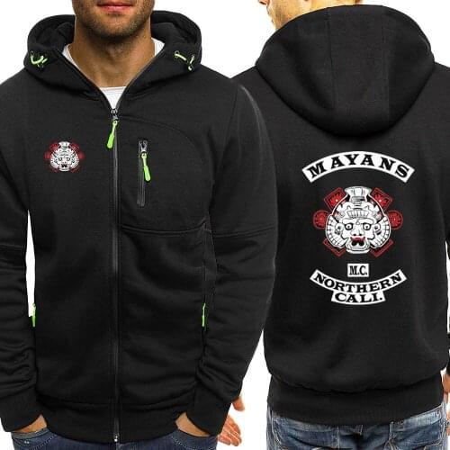 2021 New Mens Sons Of Anarchy Sportswear Fleece Warm Zipper TV Mayans Hoodies Hooded Sweatshirt Hip Hop Harajuku Tracksuit