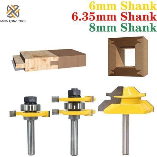 LANG TONG TOOL Tongue and Groove Router Bit Tool Set With 45° Lock Miter Bit - Solid Steel, woodworking tools LT003