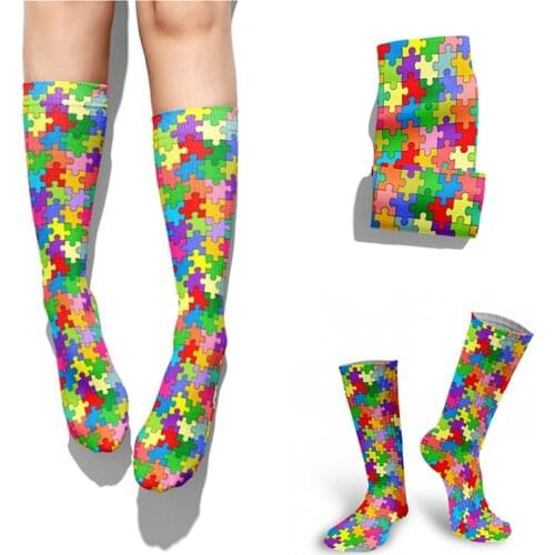 Classic Hot Sale Women Socks Casual Comfortable High Quality Color Puzzle Happy Socks Business Party Dress Socks For Unisex