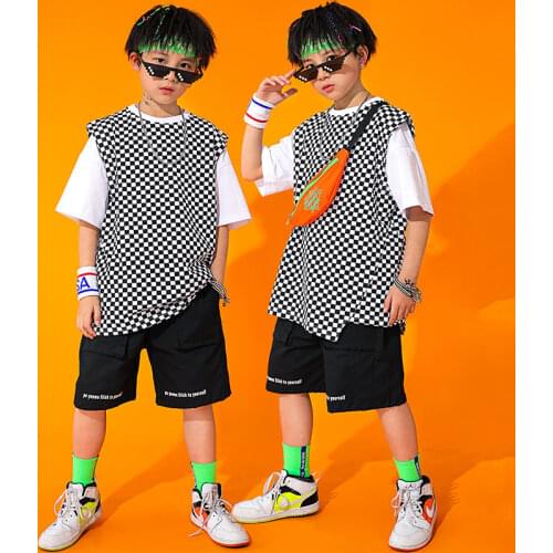 New Boys Hip Hop Clothing Girls Summer Short Sleeve Tops Hip-Hop Pants Jazz Costumes Childrens Performance Dance Wear BL5791