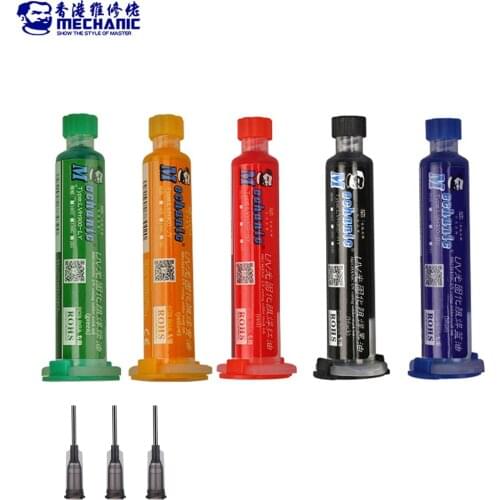 MECHANIC UV Light Curing BGA PCB Solder Mask Ink Black/Blue/Green/Red/Yellow Solder Welding Oil Paint Prevent Corrosive Arcing