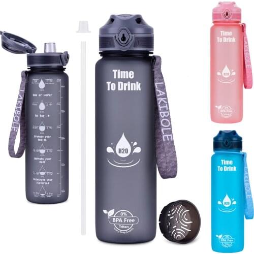 Hot Sports Water Bottle 1000ML Protein Shaker Outdoor Travel Portable Leakproof Drinkware Plastic Drink Bottle BPA Free