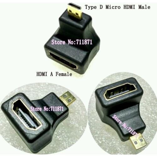Gold plated 90 degree Right Angle Type D Micro HDMI Male to HDMI A Female Adapter connector HDMI Female Micro HDMI Male Adapter